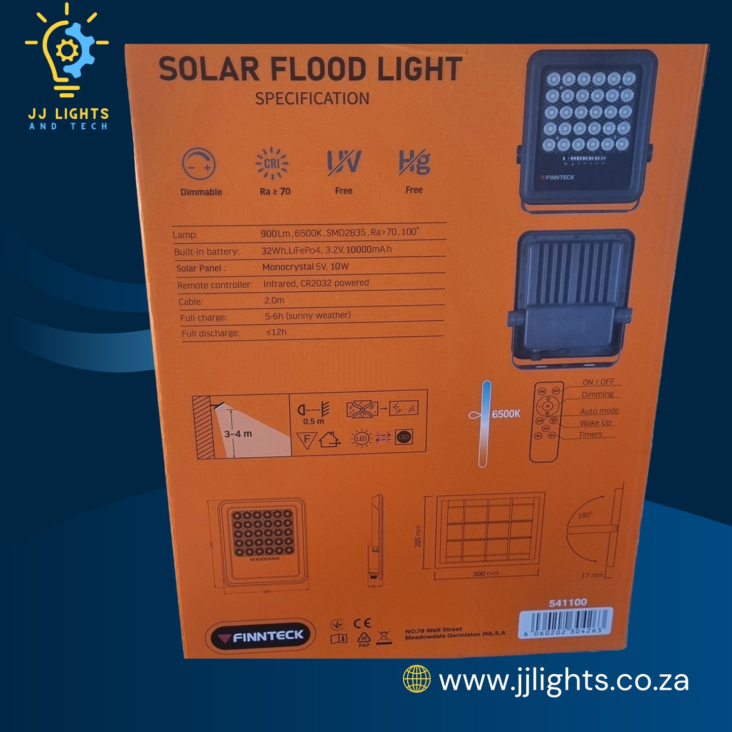 100Watt Finnteck Solar Flood Light Set