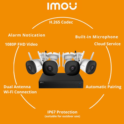 IMOU 8ch/4cam Bullet 2C 1080P Wi-Fi Security NVR KIT