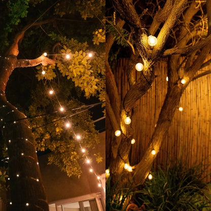 Litehouse Solar Mini Outdoor Bulb String Lights 7,5m - Classic LED Bulbs, Black